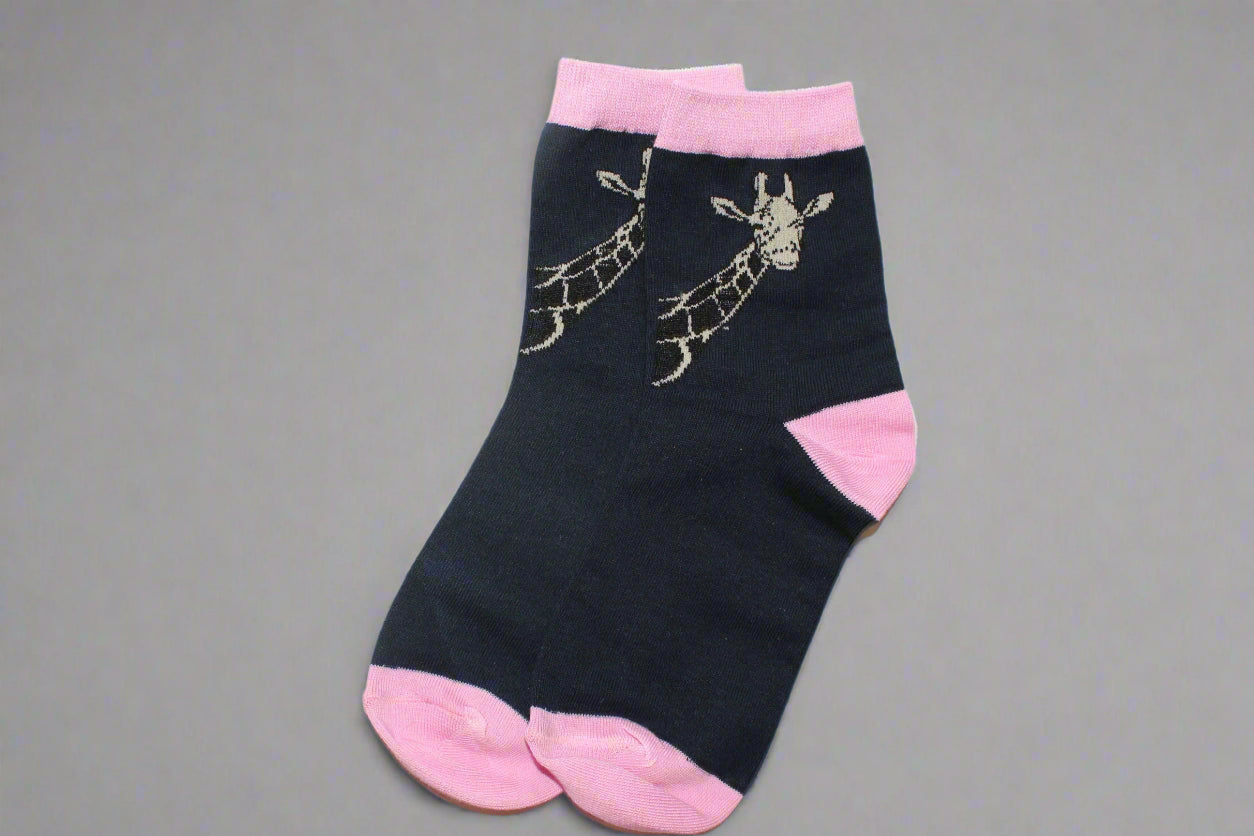 Blue and Pink Giraffe Socks