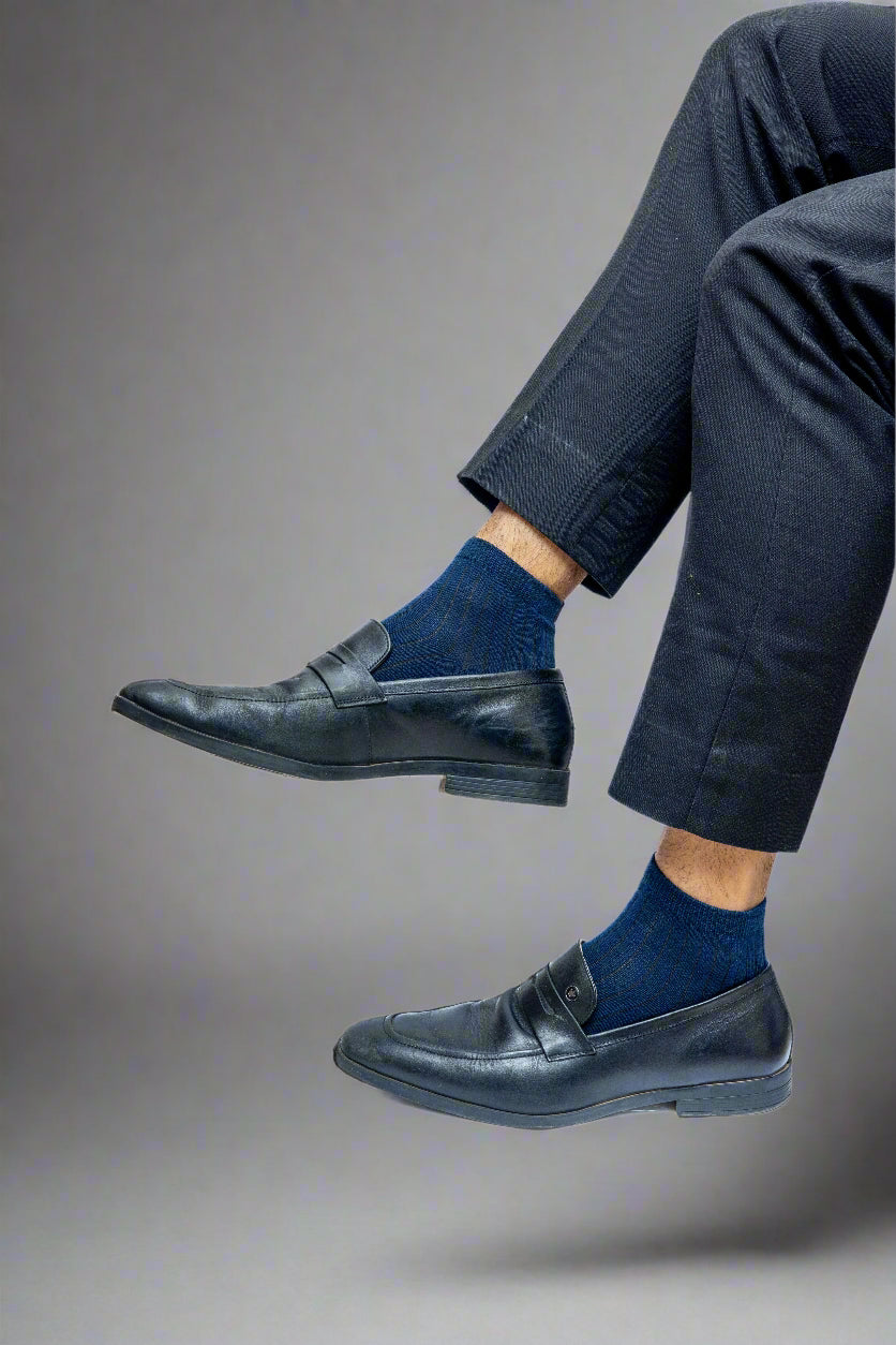 Navy & Gold Striped Socks