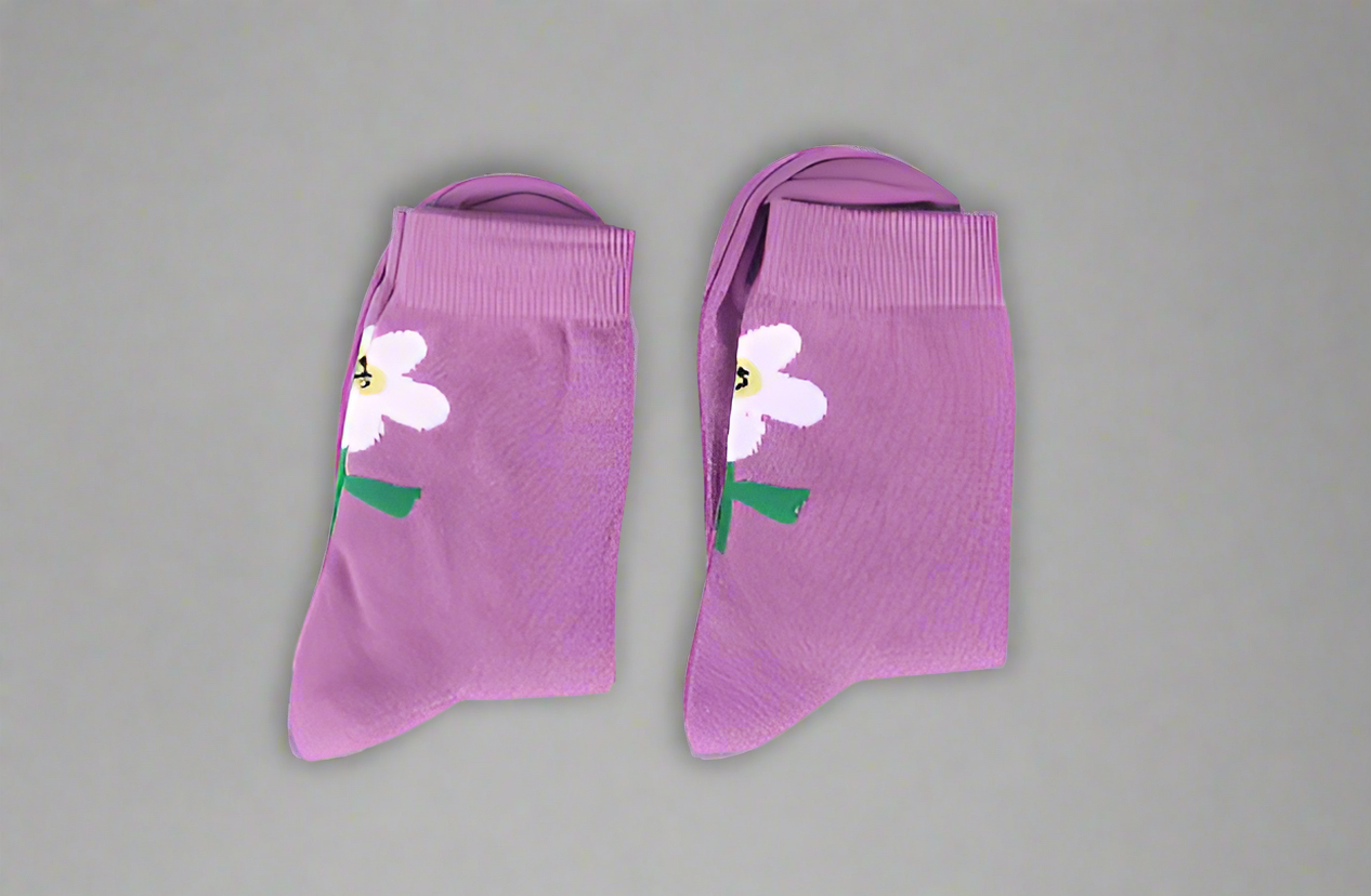 Purple Floral Socks