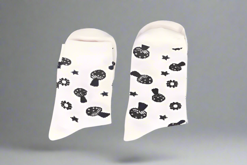 Whimsical Mushroom Star Socks