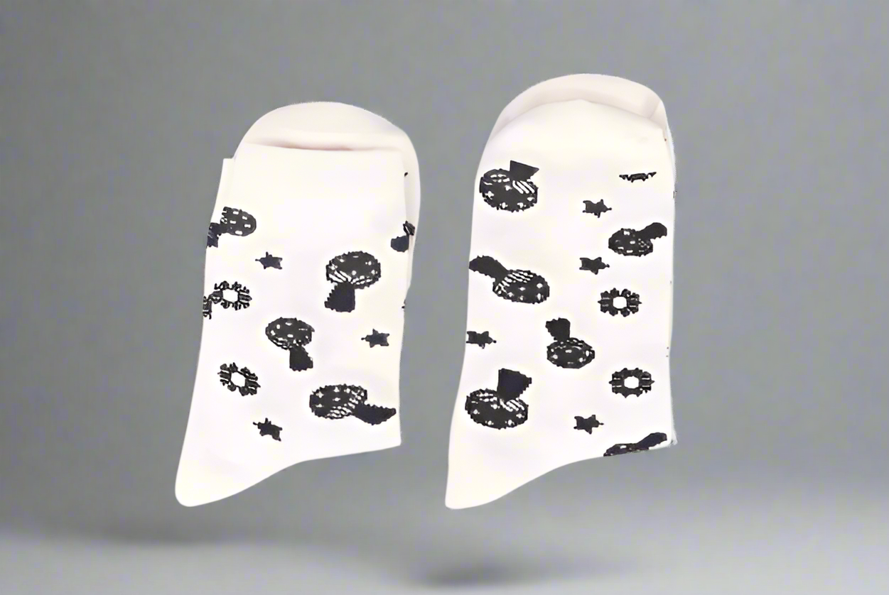 Whimsical Mushroom Star Socks