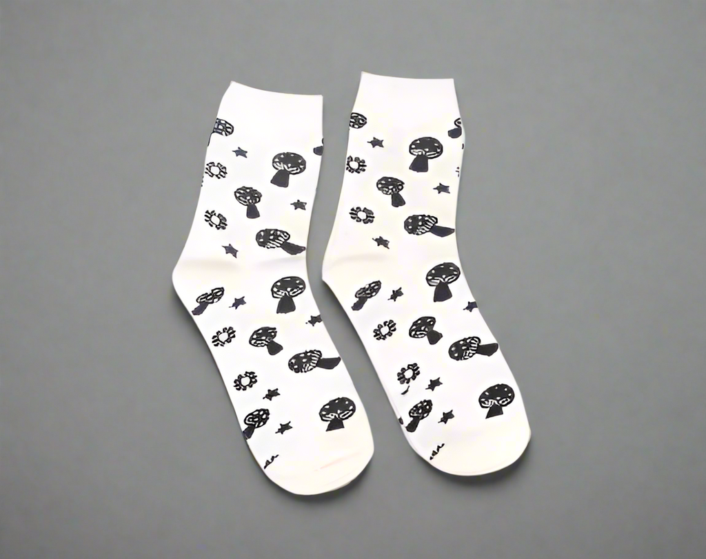 Whimsical Mushroom Star Socks