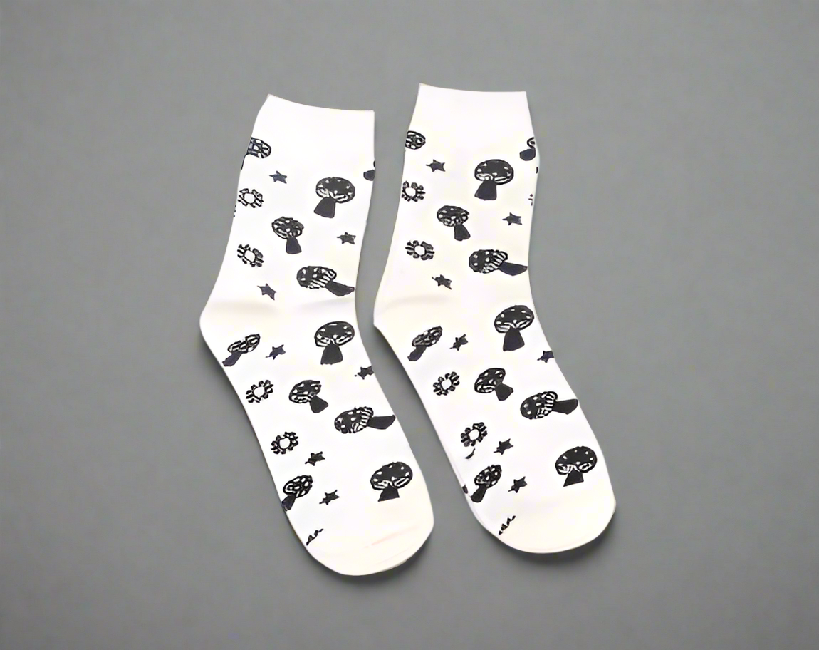 Whimsical Mushroom Star Socks