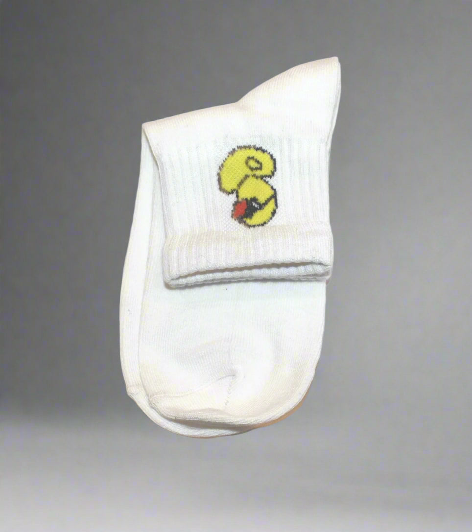 White Socks with Yellow Duck Design