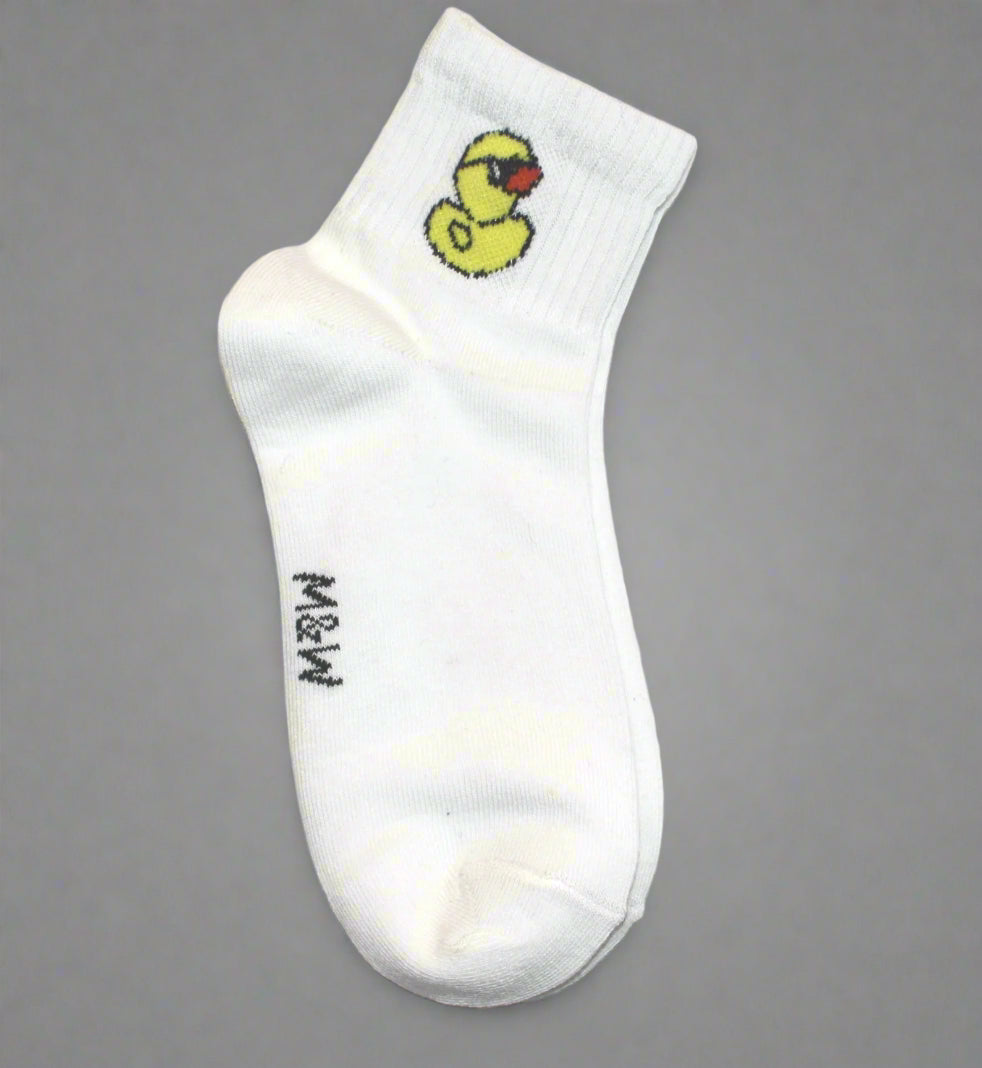 White Socks with Yellow Duck Design