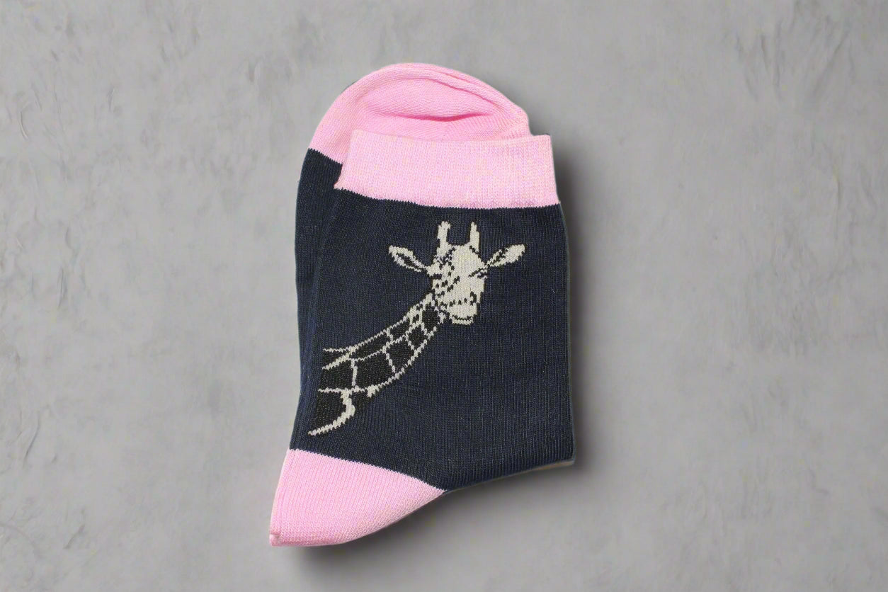 Blue and Pink Giraffe Socks