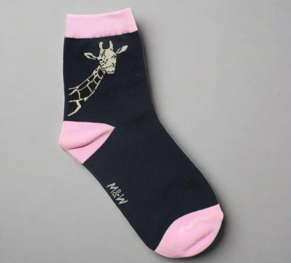 Blue and Pink Giraffe Socks