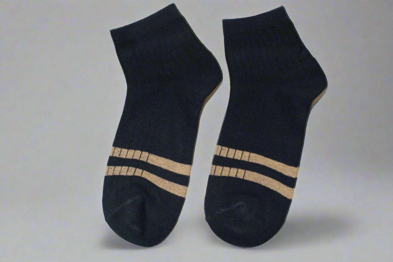 Navy & Gold Striped Socks