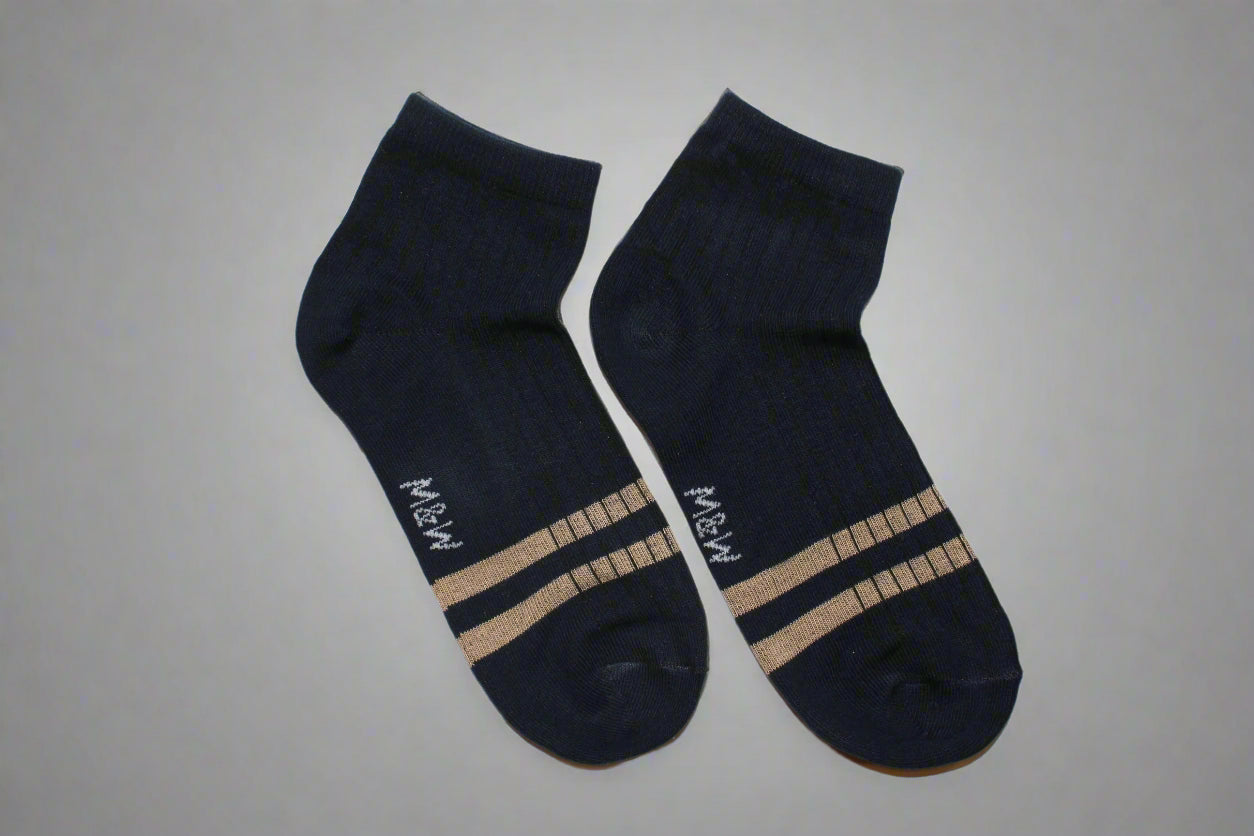 Navy & Gold Striped Socks
