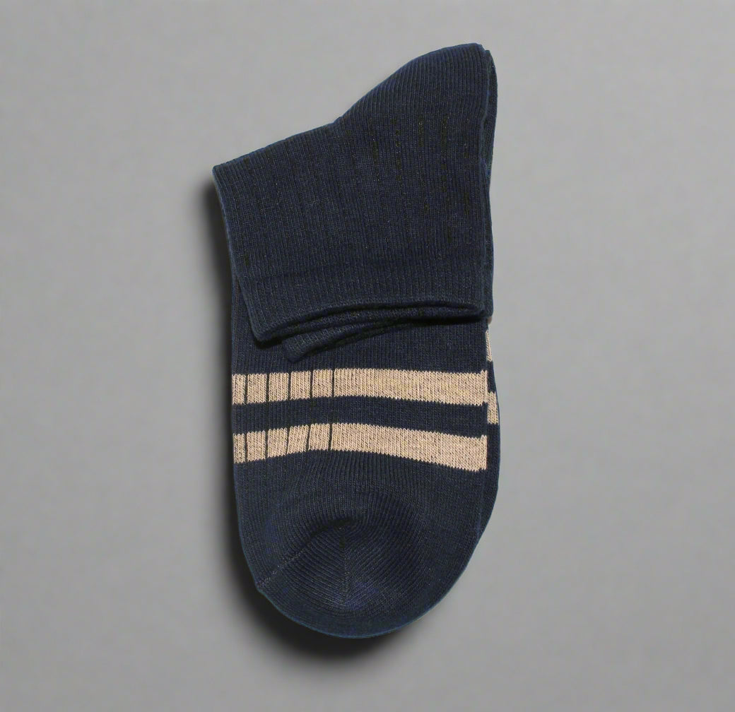 Navy & Gold Striped Socks
