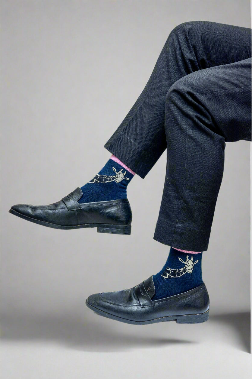 Blue and Pink Giraffe Socks
